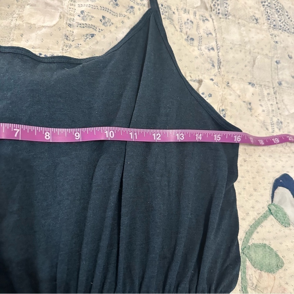 Comfy stretch waist maxi dress dark blue green spaghetti strap women XL - Picture 4 of 6